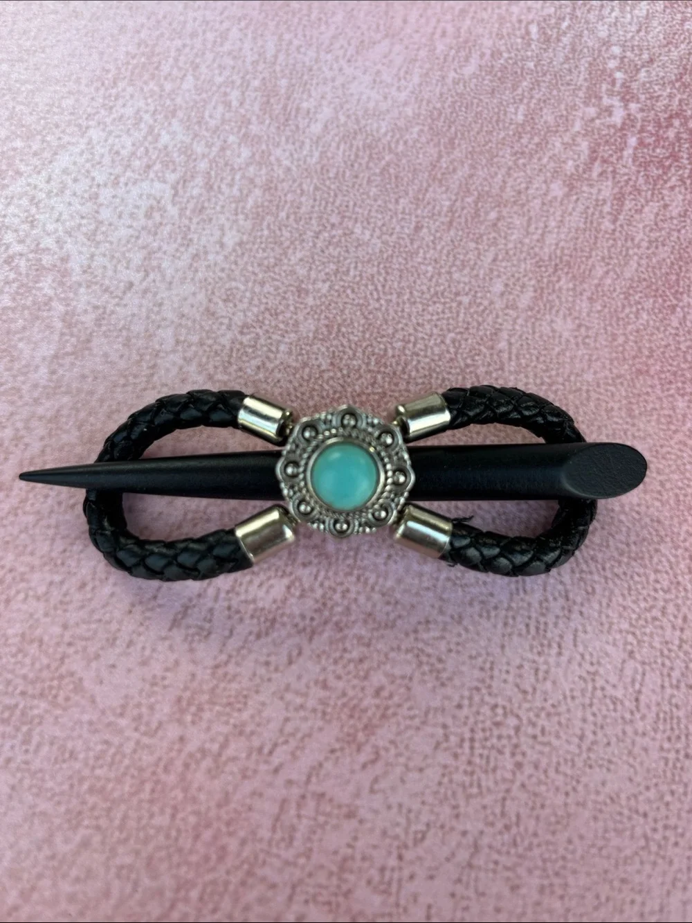 Black Braided Hair Stick with Turquoise Accent Lila Rose flexi hair clip small